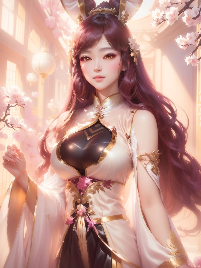 a woman in a bunny costume is posing for a photo, a beautiful fantasy empress, palace ， a girl in hanfu, ((a beautiful fantasy empress)), anime goddess, inspired by Lan Ying, beautiful alluring anime woman, beautiful character painting, trending on cgstation, beautiful render of tang dynasty, beautiful anime woman, full body xianxia