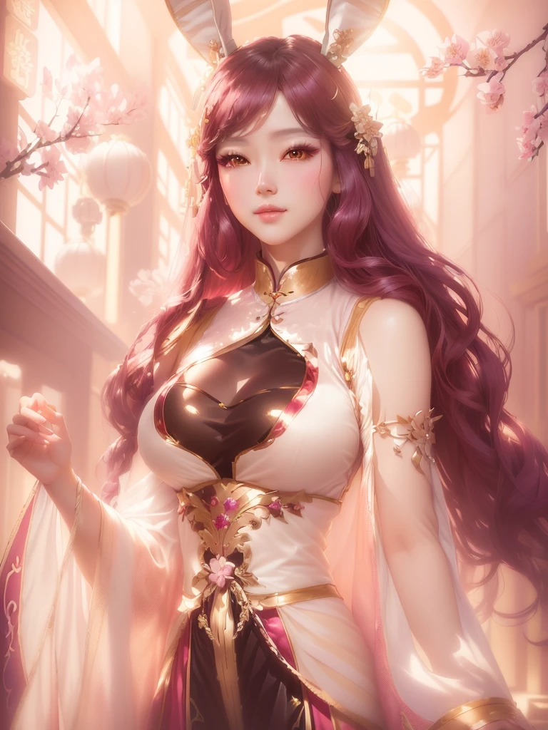 a woman in a bunny costume is posing for a photo, a beautiful fantasy empress, palace , a girl in hanfu, ((a beautiful fantasy empress)), anime goddess, inspired by Lan Ying, beautiful alluring anime woman, beautiful character painting, trending on cgstation, beautiful render of tang dynasty, beautiful anime woman, full body xianxia
