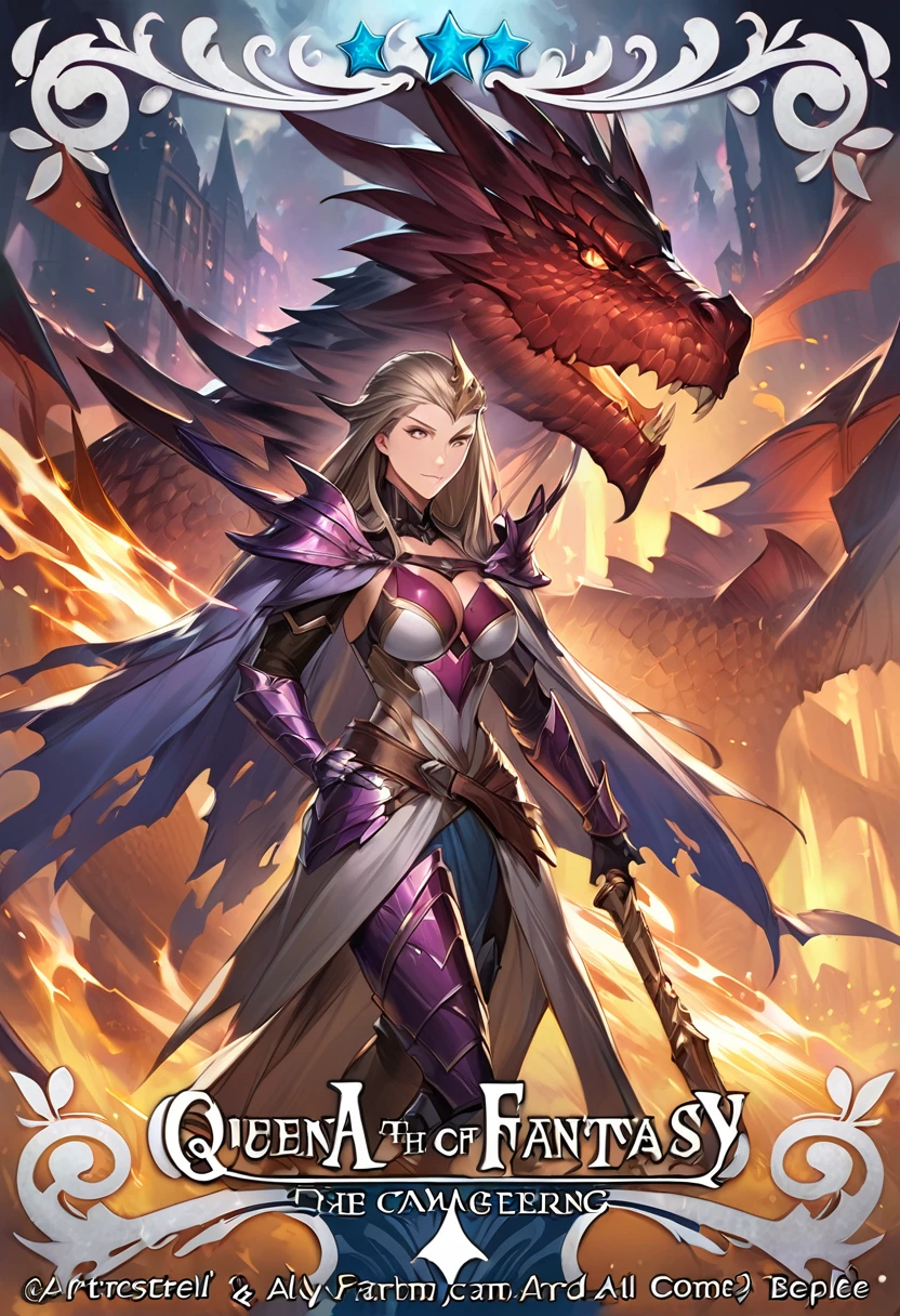 a woman in armor with a dragon on her shoulder, dragon queen, fantasy card game art, epic fantasy card game art, graphic artist magali villeneuve, artgerm julie bell beeple, queen of dragons, aly fell and artgerm, detailed fantasy art, magic : the gathering art, magic the gathering art, female lord of change