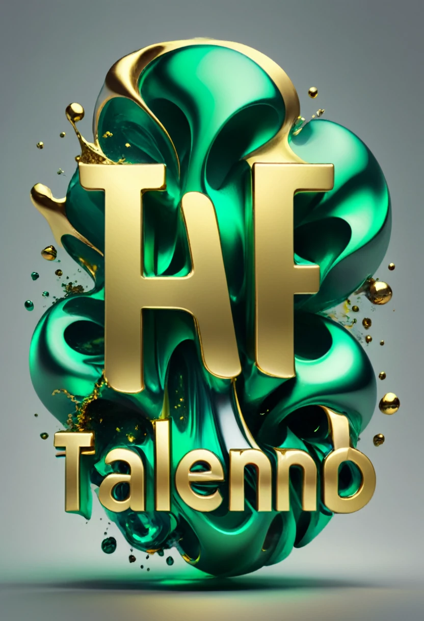 Logo "TALEND AIRFLOW", text "TALEND AIRFLOW", txt says "TALEND AIRFLOW" . gold silver and molten emerald, reminiscent of Alberto Seveso's 3d. 32k, ultra-clear, digital render, golden ratio High Resolution, High Quality, Masterpiece
