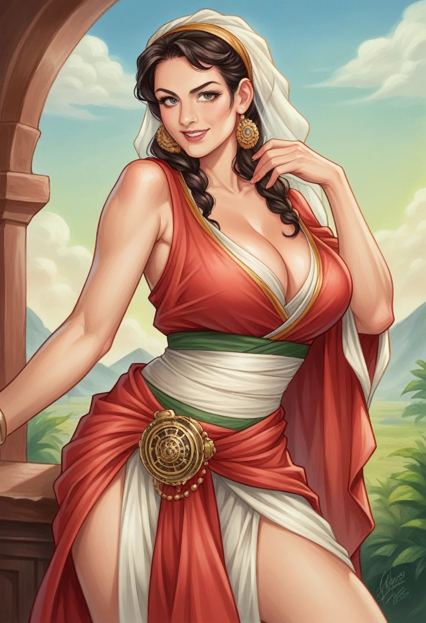 Angela White, there is a woman in a red sleeveless sari posing for a picture, ((big busty, large breast, juicy cleavage)), wearing a sari, dressed in a sari, wearing sari, provocative indian, attractive pose, posing, very seductive pose, sari, stylish pose, seductive pose, doing an elegant pose, posing elegantly over the camera, wearing a steampunk sari, indian super model, traditional beauty, indian, beautiful pose,xyzsanbridaldress, realism,sari,photorealistic