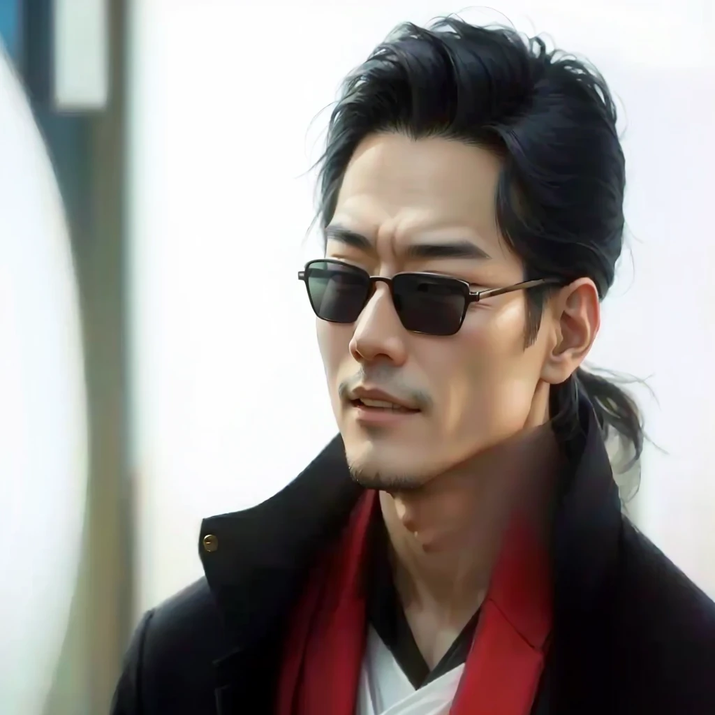 Actor Wang Zhiwen,A handsome mature man wearing sunglasses, Rich in philosophy,Suitable for avatars,Bring some cartoon Q version atmosphere