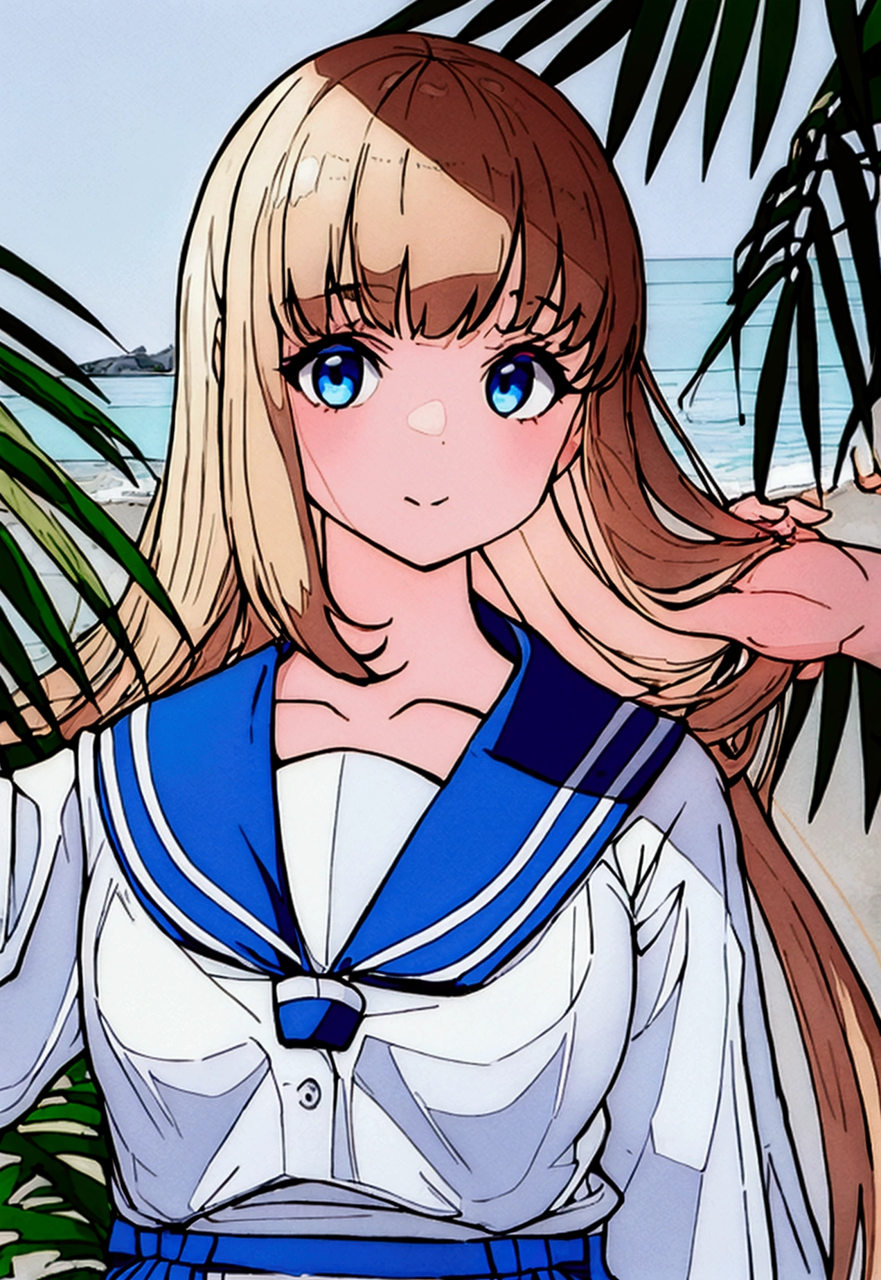 Girl's face up Summer Pale Sailor suit