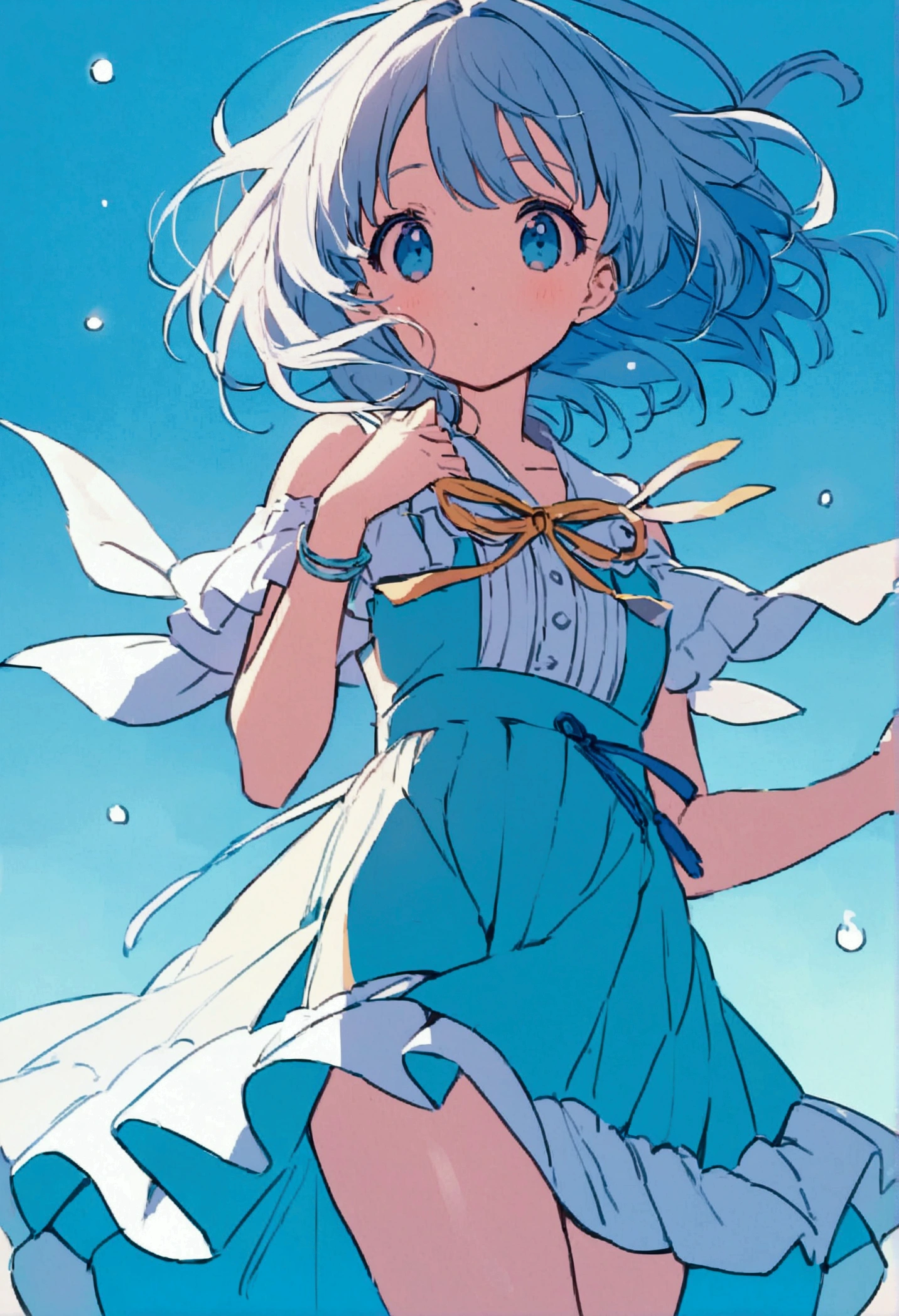 Simple background Summer Blue sky Wind chimes Nostalgic Girl