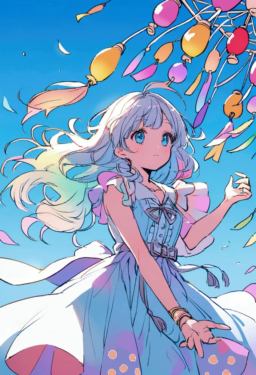 Simple background Summer Blue sky Wind chimes Nostalgic Girl