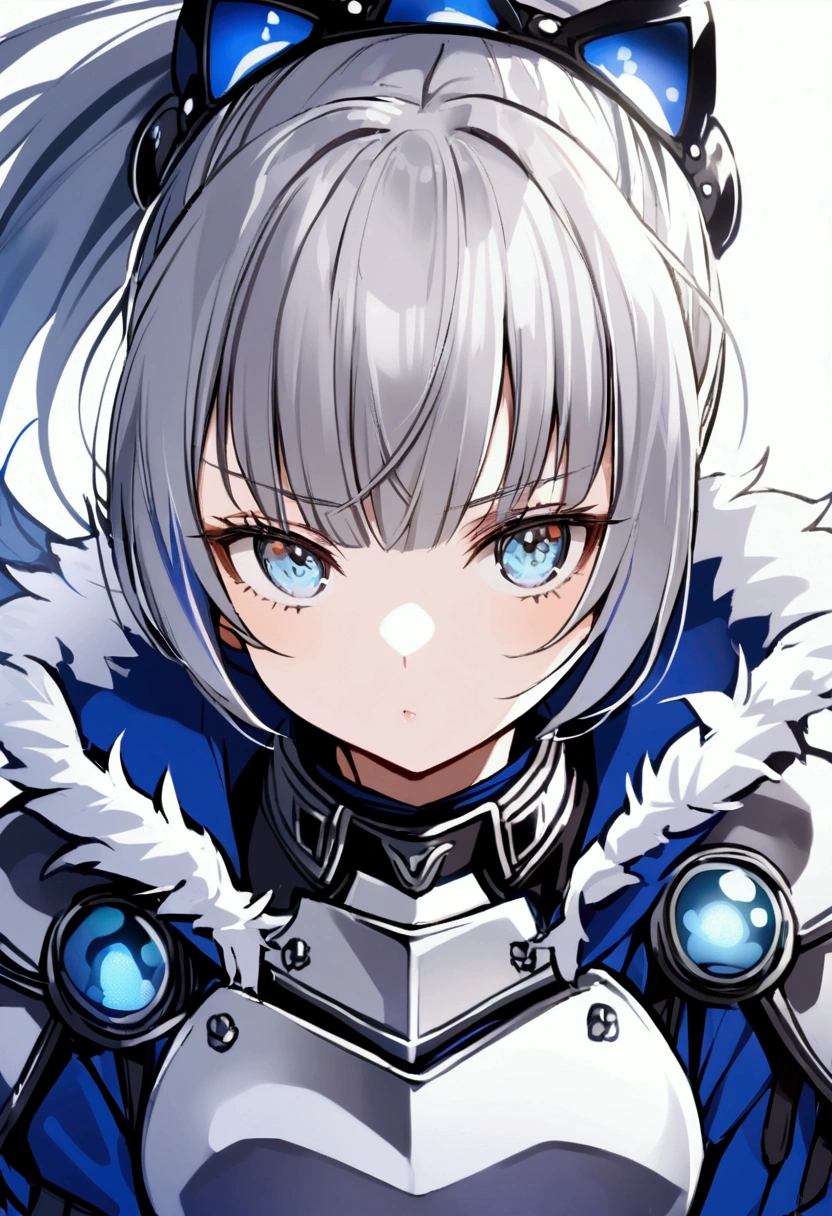 1 girl、knight、Silver Hair、Short Wolf Cut、armor