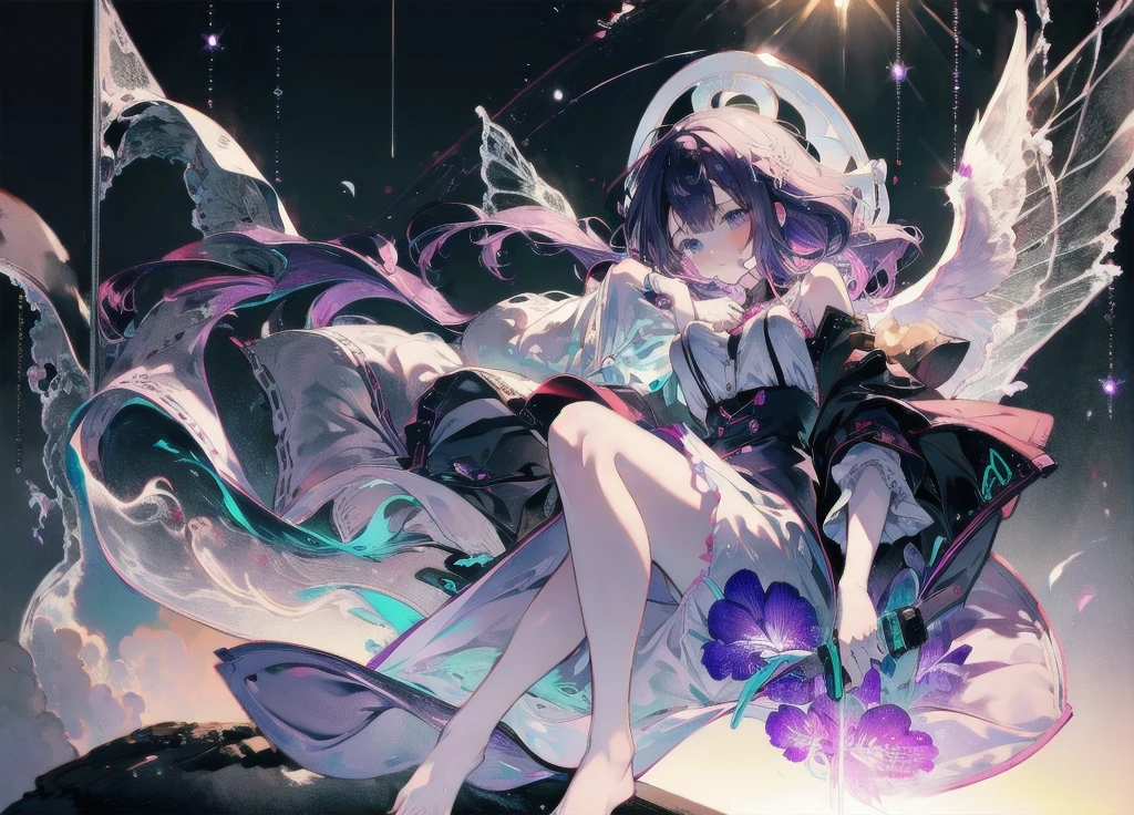 Two girls touching lips，A girl with purple hair，Transparent purple eyes，Another girl with yellow hair，Clear blue eyes，Medieval Lolita Style Clothing，Sit and hug，Look at each other affectionately，Cool，Violet，iris，Sunshine，Surrounded by greenery，Transparent stream flowing，Tyndall effect，Light up the fire，starlight：1.8，Clear shape，Detailed description of appearance：Perfect beautiful clear appearance，Normal human body，Transparent colors，Transparent green，Light color strokes，{{{Transparent color：3.3}}}softbrush：1.8，Transparent character details，Perfect light color，pure，Transparent colors，greenish blue，suspended congress, face focus, standing, hug, leg lock, breast press,straddling,arms around neck, lifting person， {{best quality}},{{Masterpiece:1.2}},lens flare,{{extremely detailed CG}},extremely detailed character,{an extremely delicate and beautiful},portrait,solo focus,{{highres}},dynamic angle,(extreme detailed illustration),((extremely detailed eyes and face)),cinematic lighting,(((extremely detailed CG unity 8k wallpaper))),{painting},(((ink))),amazing,Depth of field,beautiful detailed sky,Amazing,{highly detailed},(ultra detailed),(acrylic painting),original,{Concept Art},intricate detail,{watercolor},{{an extremely delicate and beautiful girl}},((1girl:1.1)),bishoujo,