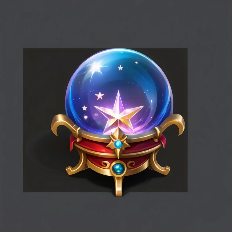 a close up of a Crystal Ball with a star in it, Game Icon Assets, Crystal Ball, Fantasy game spell symbols, Game assets occult, 3d icons for mobile games, the orb of dreams, Fantasy game spell icons, Game assets, Capability Image, Stylized game icons, Magic spell icon, ball of truth, Magic Items