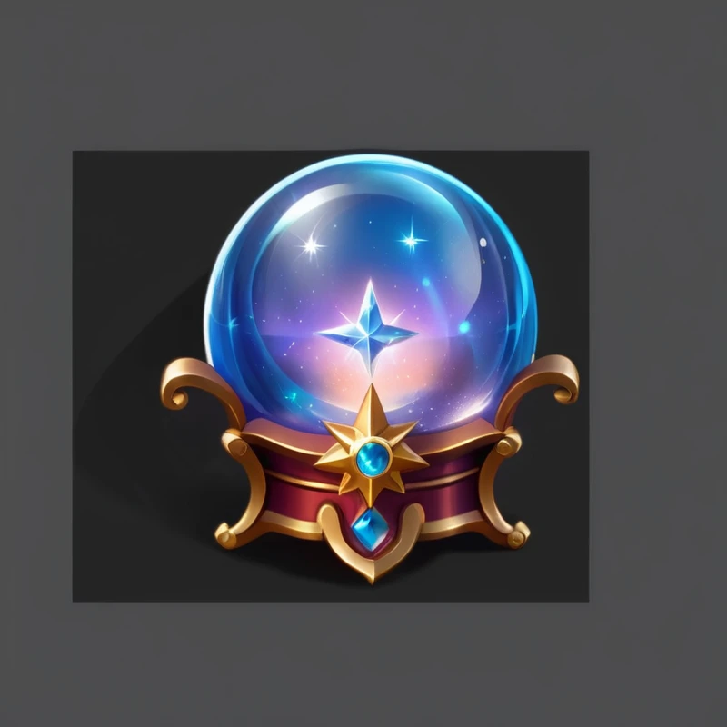 a close up of a Crystal Ball with a star in it, Game Icon Assets, Crystal Ball, Fantasy game spell symbols, Game assets occult, 3d icons for mobile games, the orb of dreams, Fantasy game spell icons, Game assets, Capability Image, Stylized game icons, Magic spell icon, ball of truth, Magic Items