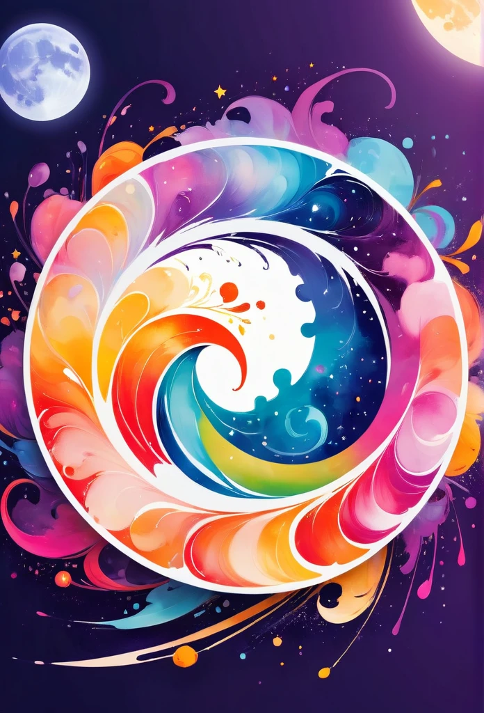 Circle-shaped logo for nail salons
Logo with full moon motif
The full moon is strewn with orangenails
a close up of design with a number on it, behance art, octane 8, painted with colour on white, adobe illustrator art, cinema 4d colorful render, official artwork, colourful artwork, multicolored vector art, archan nair, colourful digital art, official illustration, colorful swirls of paint, promotional artwork, trend in behance hd
