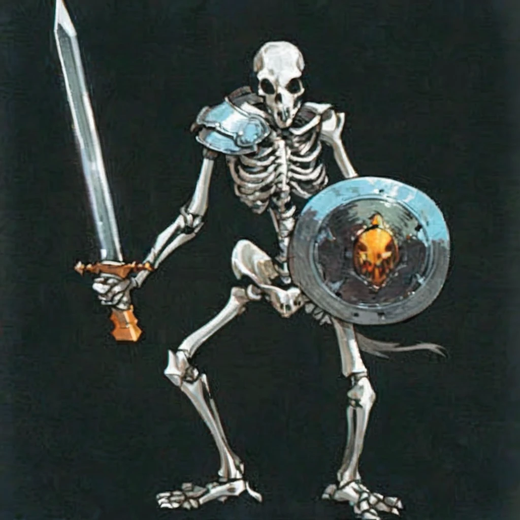 a close up of a スケルトン holding a sword and shield, Skeleton warrior, Skeleton knight, ( ( (Dog Skull Skeleton ) ) )