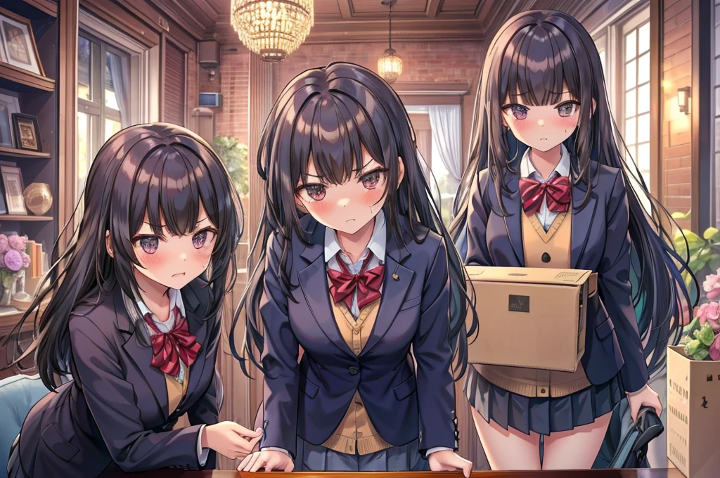 Colleges and universities Girls-only school Baby Face Multiple female students Colleges and universities教室の背景 Center of the room Multiple female studentsが口喧嘩 beautiful girl Classmate Multiple women belligerent Angry with frown Very cute blazer Blushing cheeks Very embarrassed look Angry attitude glaring at each other