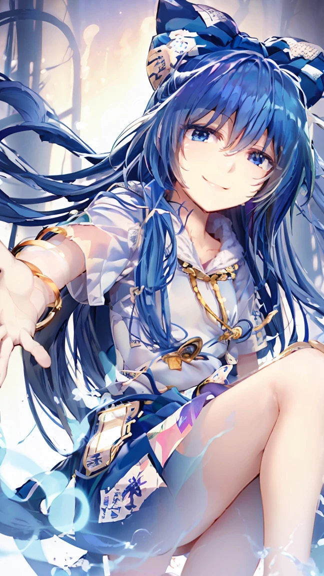 masterpiece, Highest quality, High resolution, Very detailed,(((Shion))), (((has a blue aura。)))、(((smile)))、(((Waterfront)))