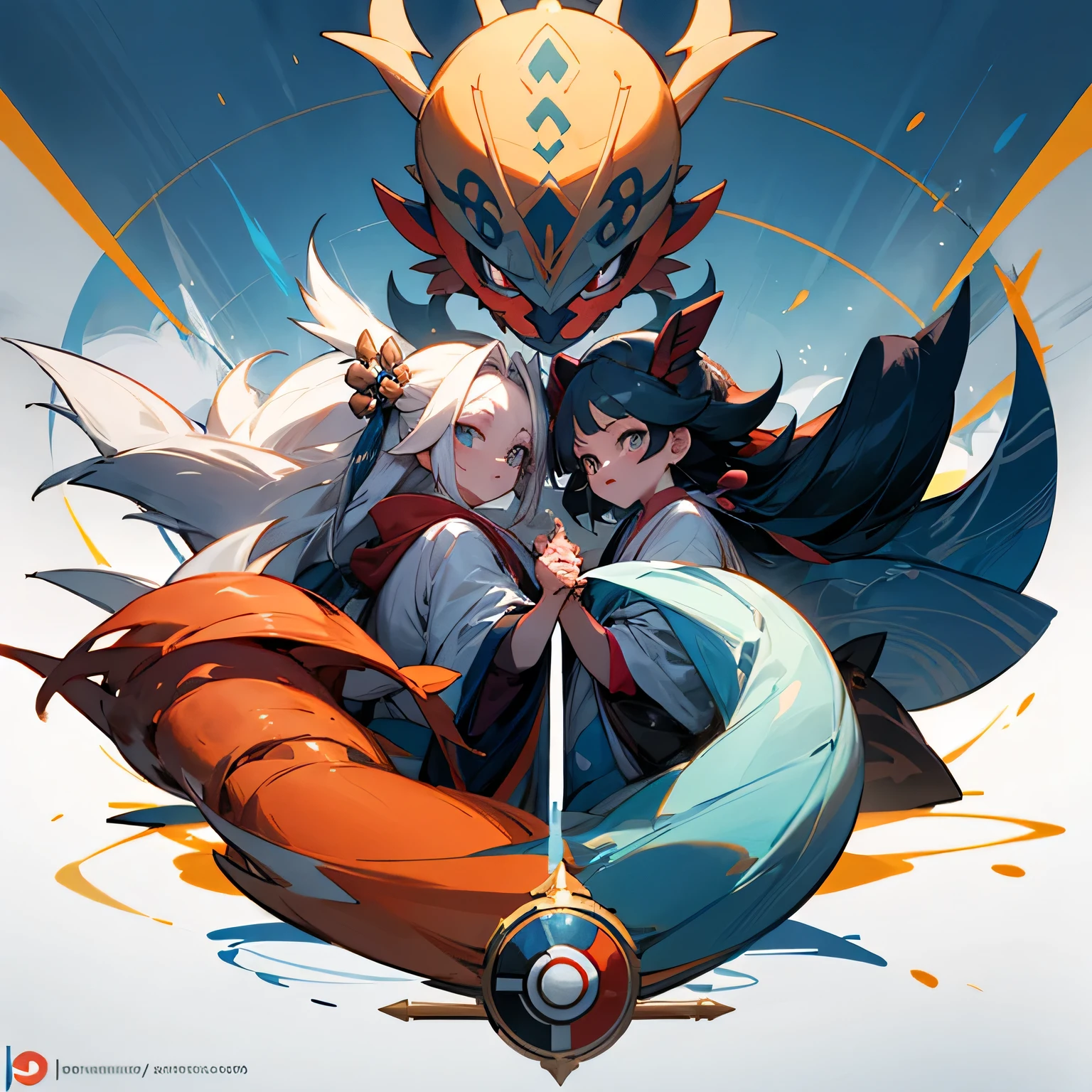 Create a logo that combines the Japanese Pokémon game and the Chinese anime Douluo Dalu