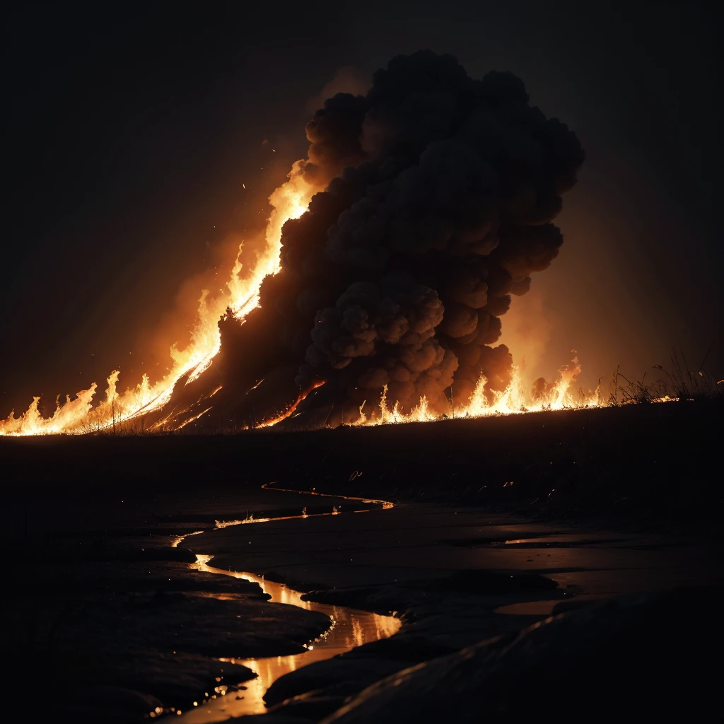 classic dark scenery on fire