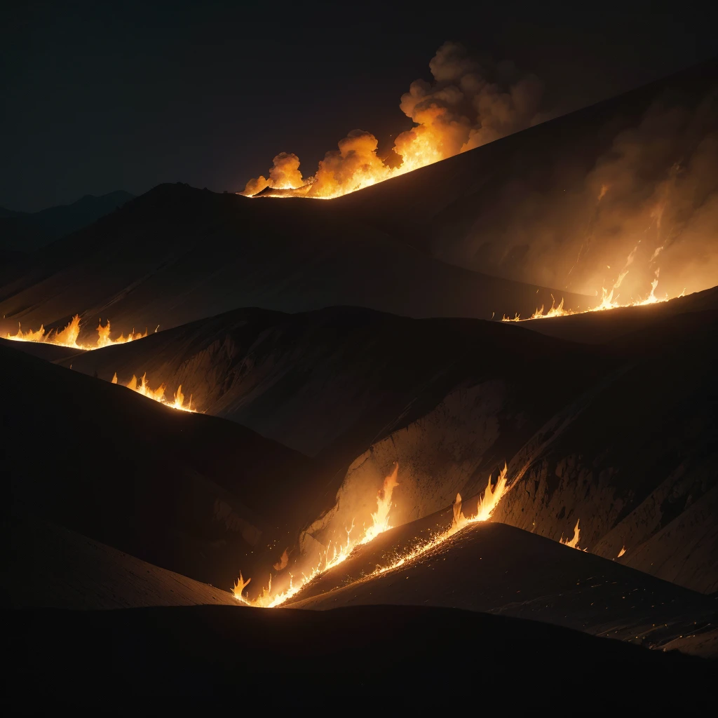 classic dark scenery on fire in the right corner