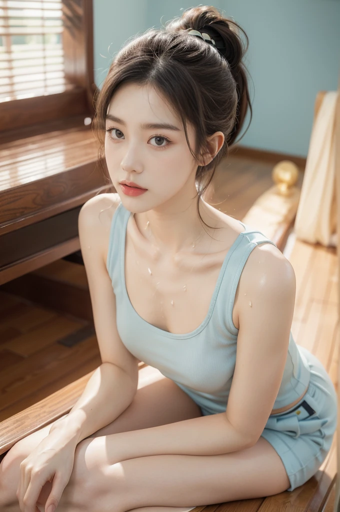 (best quality:1.2), masterpiece, Realistic, Ultra-high resolution,((a beautiful Japanese idol 12 years old woman:1.2)), (Gaunt:1.3), (((Very flat chest:1.4))), ((Baby Face)), focus on armpit, ((show me her armpit)), (sweaty armpit:1.3), ((Armpits are wet and shiny with sweat)), She has skin that sweats easily Soaking wet, Sweaty, I can see my pores, Embarrassed expression, (I'm teary-eyed), completely nude:1.2, topless, (rabbit ears, black rabbit ears, fake rabbit ears, pantyhose, black pantyhose, bowtie, wrist cuffs:1.3), black leotard, (torture chamber, prison:1.5) ,
(bdsm, bed ,bondage, bound:1.2), (raise up arms:1.3), ((The shape of the pubic area)). (bound arms, bound legs, bound wrists, breast bondage:1.2), (spread legs,frogtie,bound thighs:1.5), (lying, on back:1.5) ,cowboy shot