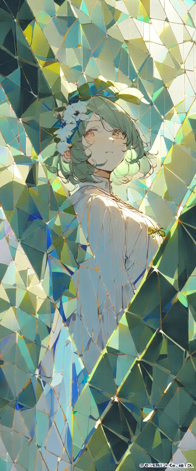 (masterpiece, Highest quality, Highest quality, Official Art, beautifully、aesthetic:1.2), (One girl),(Fractal Art:1.3),colorful,Upper Body, [leaf],[sylph],[[plant]],