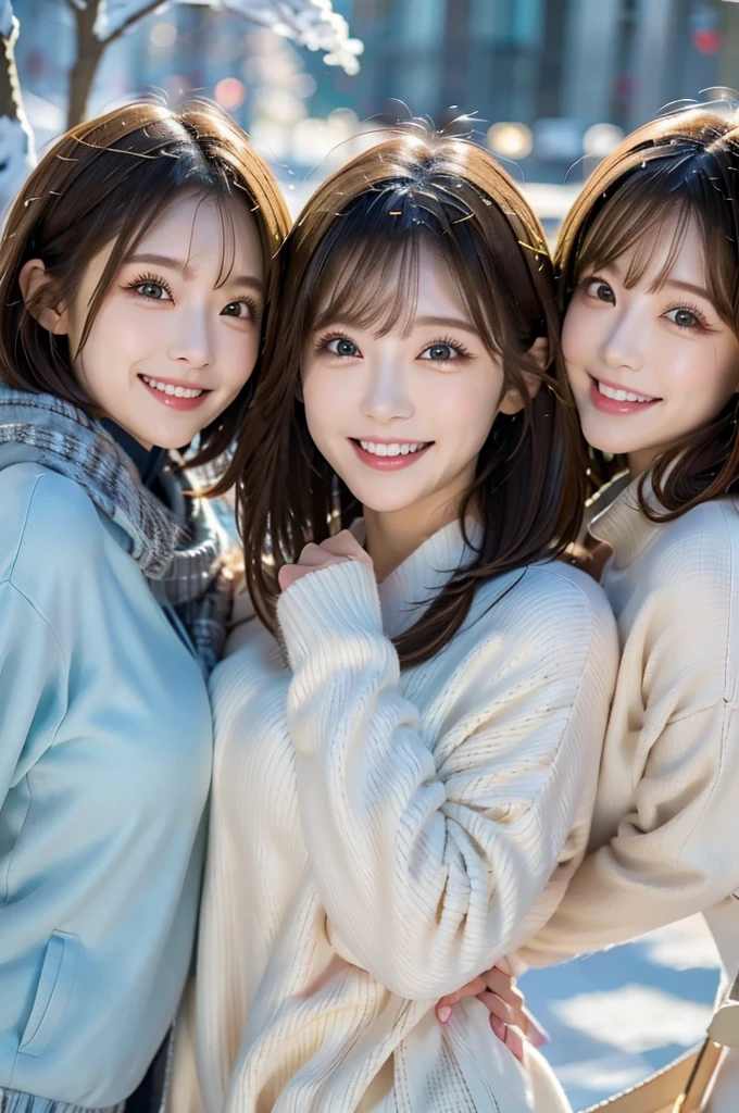 ３Beautiful women,cute,3 girls,winter