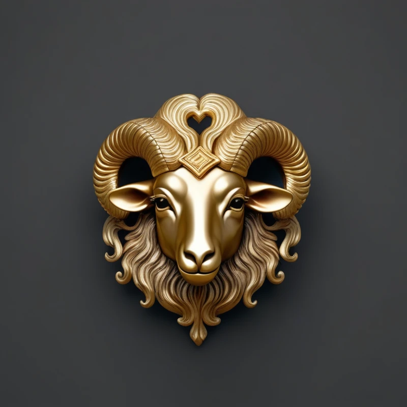 Golden sheep head close-up，There is a cross on it, gold Ram&#39;s Horn, Horned Sheep Goddess, 3d icons for mobile games, Taurus, Warhammer, stylized cyberpunk Minotaur logo, Ram&#39;s Horn, Providential, Stylized game icons, Horned God, Minotaur, Ram antlers, Game Icon Assets, Bison God, Tauren