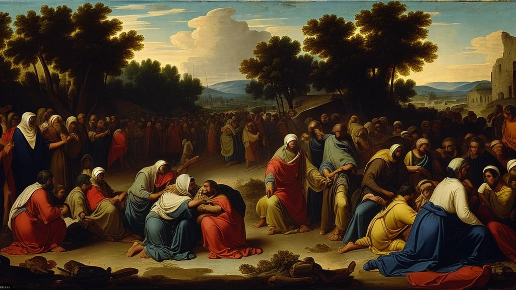 "Scenes of great anguish and suffering, with people seeking refuge and protection in God, while calamities occur all around."
