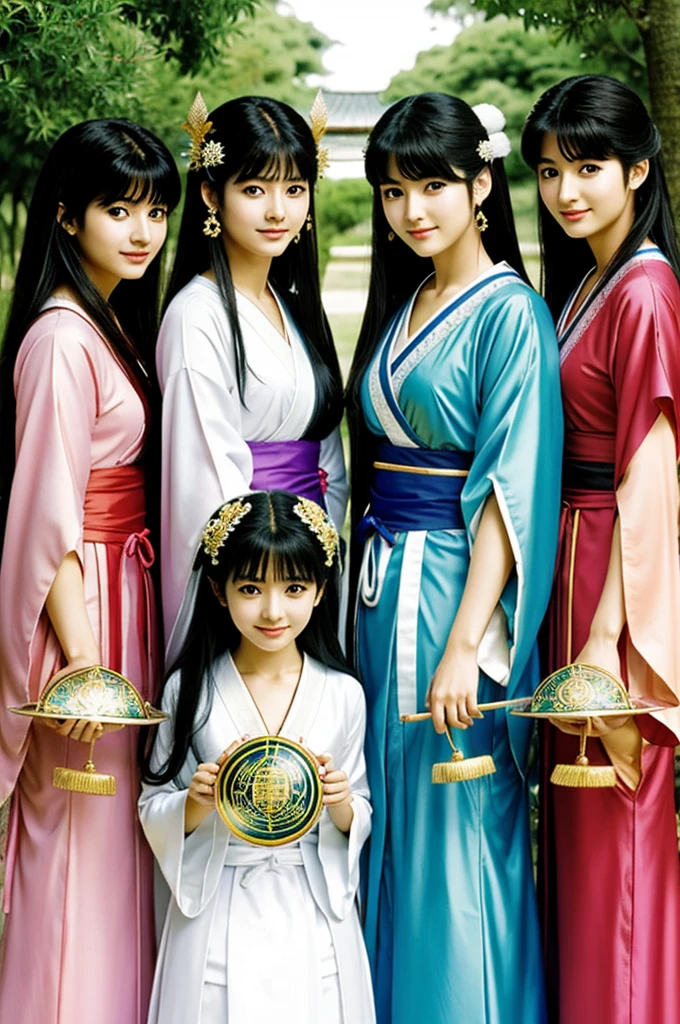 Four Beautiful Girls Priestesses from Fushigi Yuugi Miaka Yuki, Yui Hongo, Takiko Okuda, Suzuno Osugi