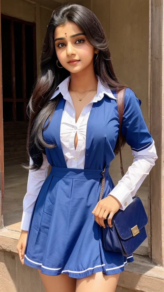 School ki dress mein ladki chalti Hui a rahi ho