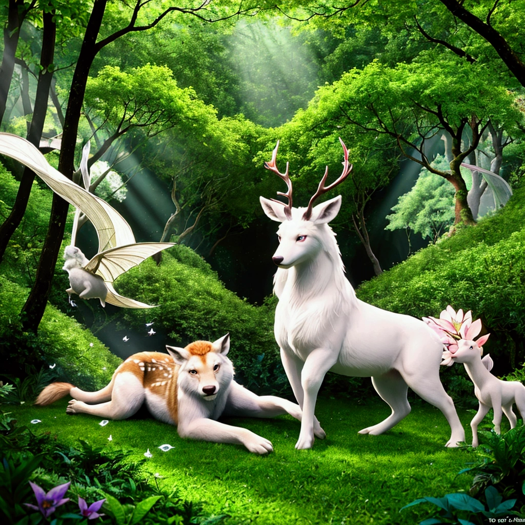 ChatGPT Create a Prompt for a hyper realistic forest with animals in a fantasy world ChatGPT Here is a prompt for a hyper realistic forest with animals in a fantasy world:
Title: The Enchanted Forest of Elarion You are in a forest of Elarion, where the realism of nature meets magic. The vegetation is lush, with gigantic trees whose tops form a verdant roof, filtering the sunlight into golden rays. The floor is covered in a carpet of moss and fallen leaves., and a crystal clear river serenely winds through the forest, reflecting the colors of the rainbow thanks to the magical minerals in its bed.
The animals that inhabit this forest are equally impressive and unique.. Deer with crystal antlers graze alongside wolves whose fur shines like stars. Birds with iridescent feathers sing enchanting melodies while tiny fairies dance around flowers that emanate a soft blue glow.. in a clearing, you spot a majestic green-scaled dragon resting peacefully, with your bright eyes watching every movement of the forest.
The entire scene is filled with an aura of peace and enchantment., where reality and fantasy merge perfectly. Feel free to explore every detail of this magical world, where every leaf, every sound and every creature has its own story to tell.