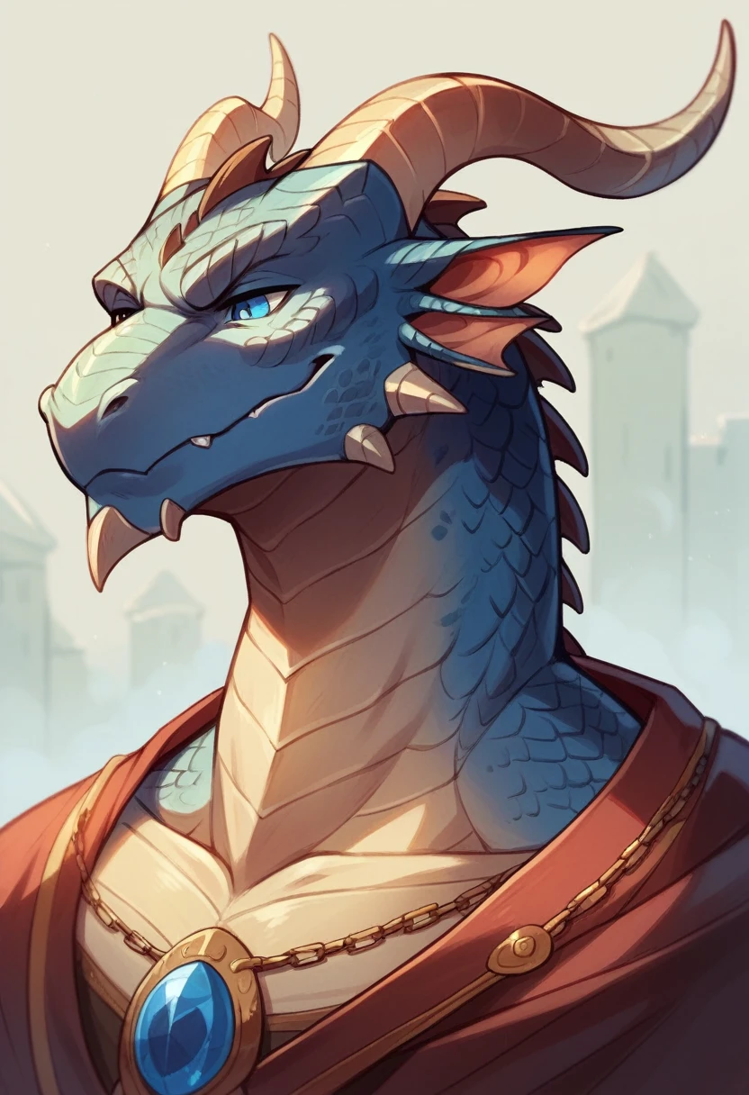 Ultra Detailed, Masterpiece, Best Quality, Dragonborn, Epic, 1guy,  Fantasy, Dungeons and Dragons, Bronze Scales, electric blue eyes, curved horns.