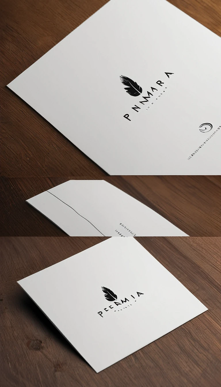 A minimal, modern, simple, cinematic logo design for the brand “Penamemoria". Create a modern, minimalistic, high-quality, logo of a boy-feather