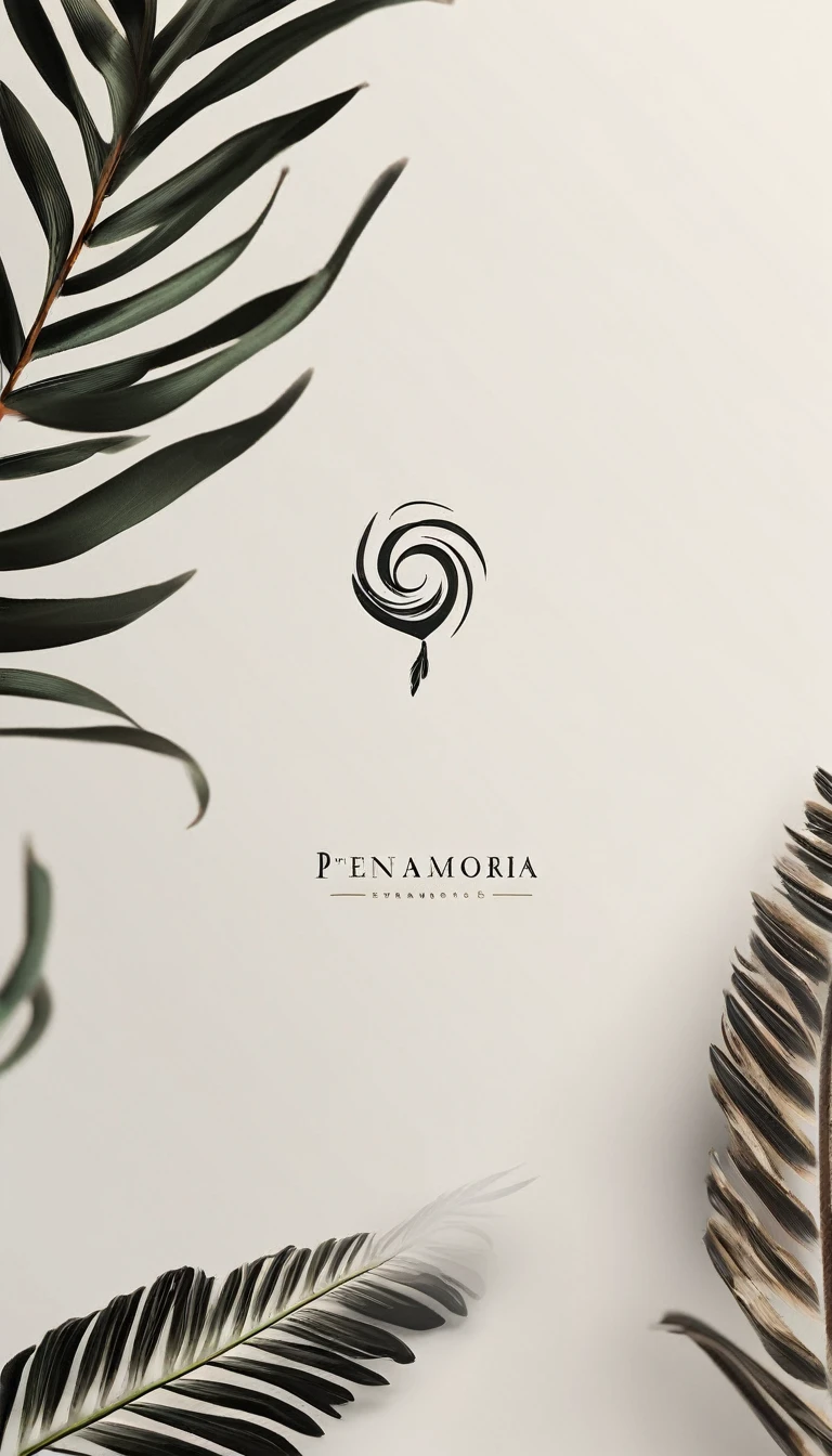 A minimal, modern, simple, cinematic logo design for the brand “Penamemoria". Create a modern, minimalistic, high-quality, logo of a feather of memories