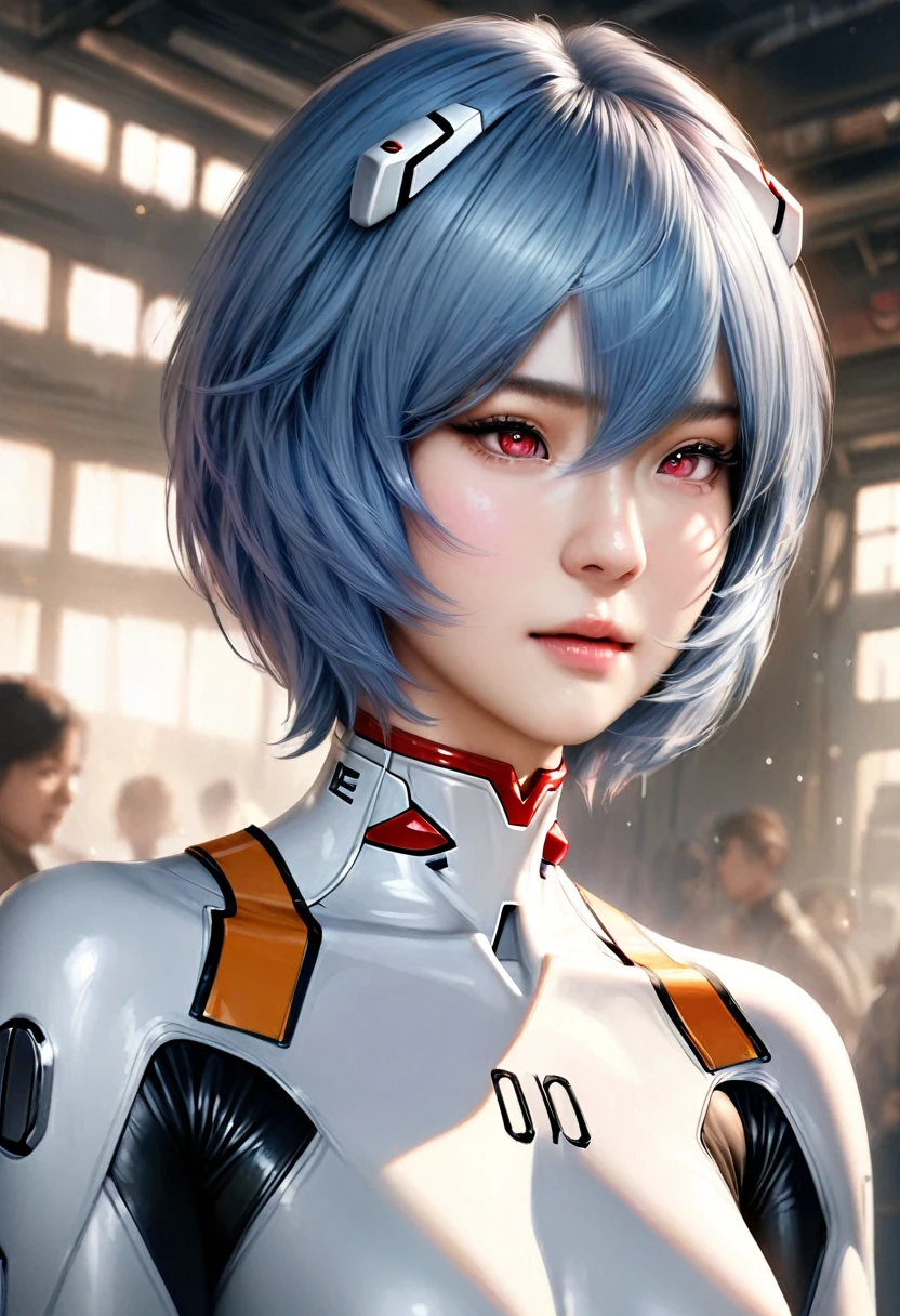 animetoreal,soft light, masterpiece, best quality,high quality,delicate face, realistic,photorealistic,1girl,
Ayanami Rei,white bodysuit,red eyes,pilot suit,short hair,blue hair,bangs,interface headset,turtleneck,hair between eyes