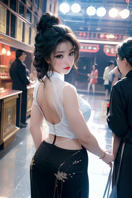 (((best quality))),(((ultra detailed))),(((masterpiece))),illustration,((1 beautiful girl,solo)),((slim,thin)),((bare back,towering hips,butt crack)),summer night,metropolis,barbecue joint,humble,vibrant energy,city that never sleeps,(short ponytail:1.2),(((female orgasmic,blush))),(sweat:1.3),(shiny skin:1.5),(sheer apron:1.3),((bare shoulders,bare arms)),(gloves:1.3),(slender legs:1.2),lightweight,practicality,style,sizzling hot grill,smooth,tanned skin,soft glow,skillfully,skewers,meat,intense concentration,bright eyes,alert,passion for work,atmosphere,vibrant,dynamic,laughter,conversation,sizzle,crackle,aromatic scent,tinged,radiant smile,genuine enjoyment,easy manner,warm presence,community,dedication,beauty in simplicity,midst of bustling city streets,outdoor,midnight,((from back,upper body)),(surrounded by crowded crowds:1.3)