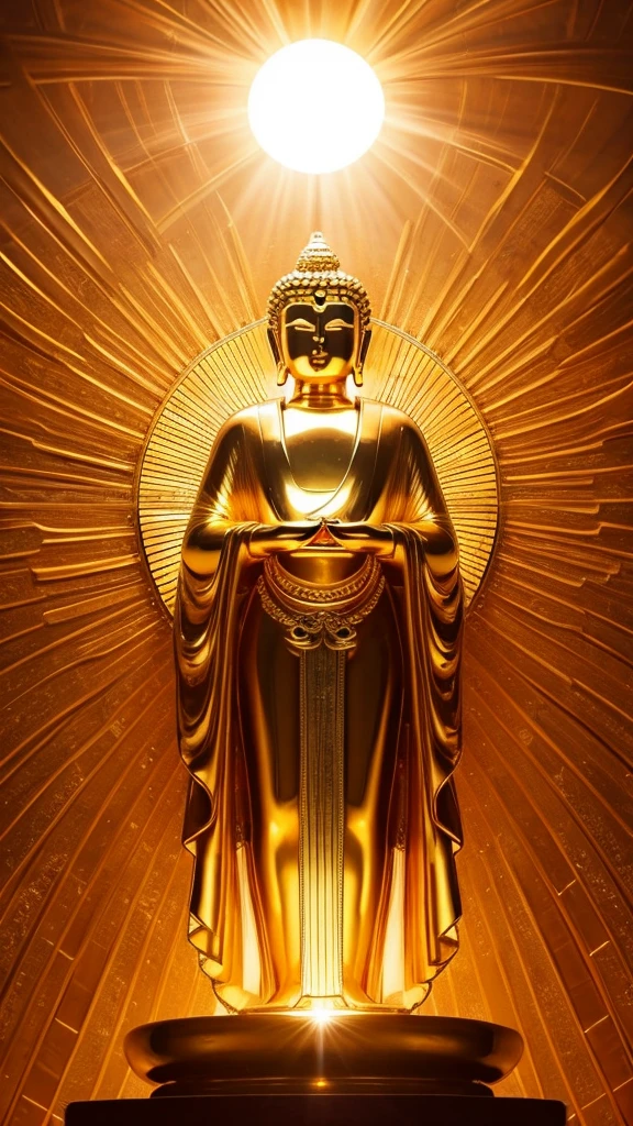 gold huge Great Buddha Sun Goddess of Light delicate Background gold