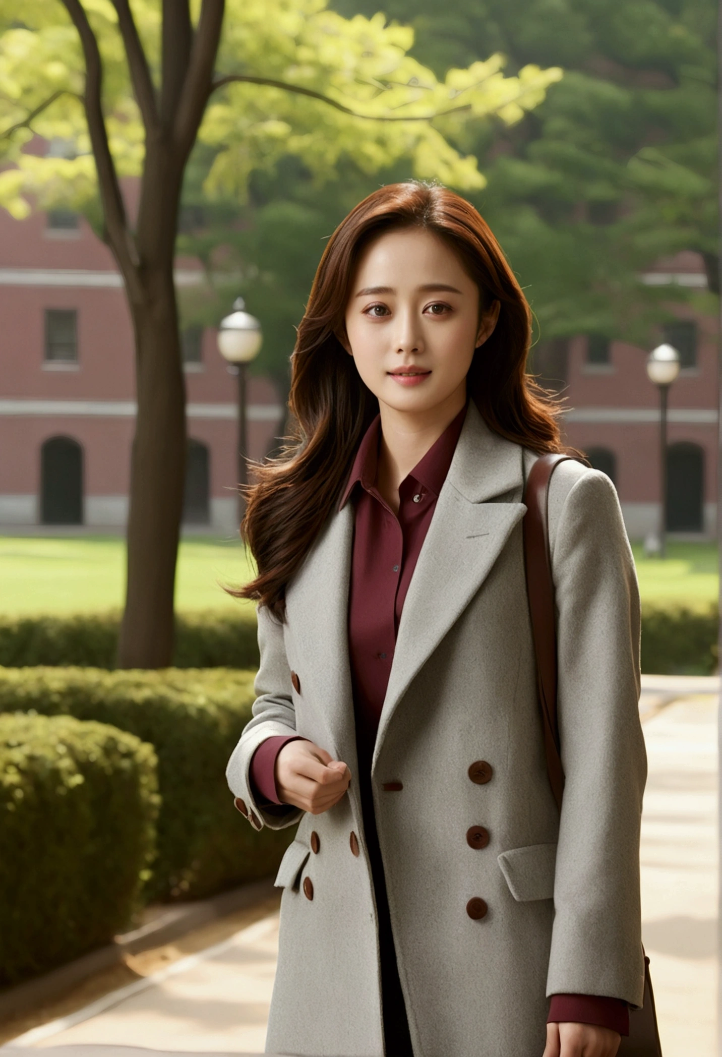 Kim Tae Hee , korea actress , a student at university of Harvard, resemble a love story in Harvard movie, movie scene, full body , focus mode , 8 k quality , realistic Photo , high resolution