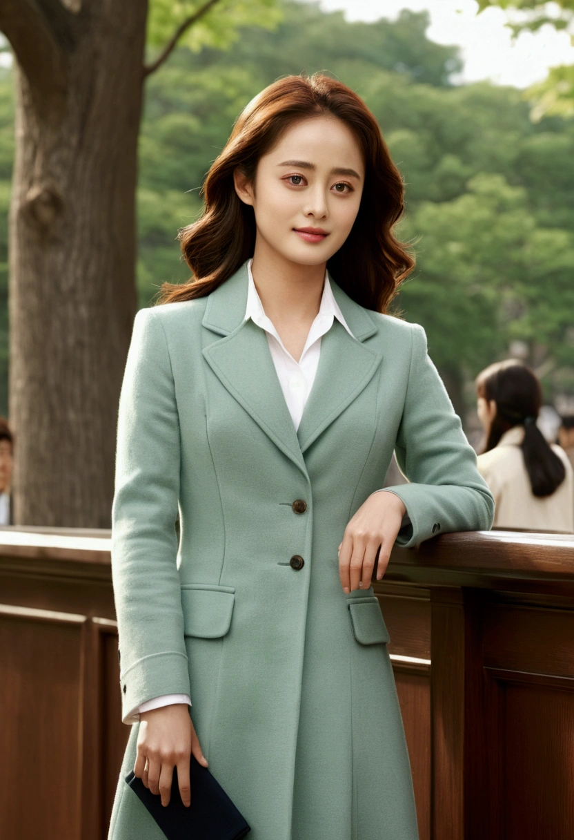 Kim Tae Hee , korea actress , a student at university of Harvard, resemble a love story in Harvard movie, movie scene, full body , focus mode , 8 k quality , realistic Photo , high resolution 