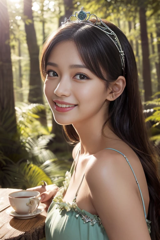 (((table top:1.4, highest quality)), (realistic pictures:1.4),
((1 girl)),
(超High resolution:1.2), very delicate and beautiful, wonderful, Highly detailed CG Unity 8k wallpaper, Super detailed, High resolution,
soft light, beautiful detailed lady, highly detailed eyes and face, beautifully detailed nose, beautiful personality,
(princess of fairyland:1.3),
cinematic lighting, perfect anatomy, slender body, ,
(little house in the forest:1.3),
cowboy shot, looking at the viewer, smile)