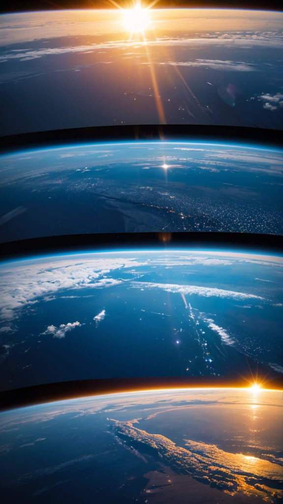 futuristic, 4K, sun in the background, evolution, neon, vivid blue, nostalgia, look from space , paisagem