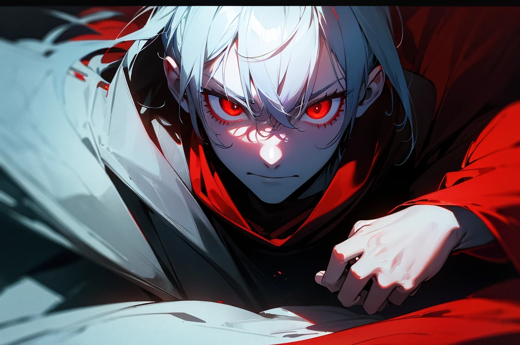 red eyed man is afraid to leave shadows of a cave, he is afraid of sunlight, detailed face, 8K, max resolution,