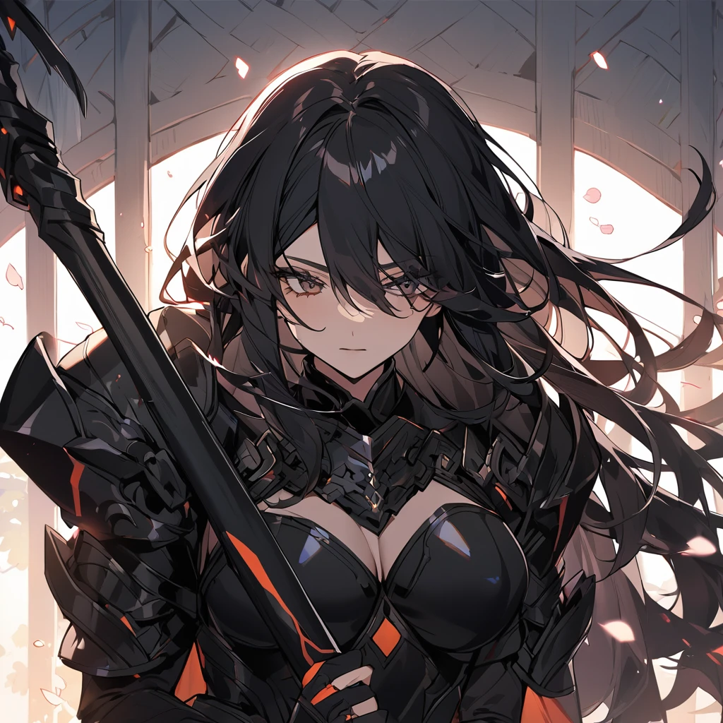 A beautiful warrior with long black hair and black armor, a true love.