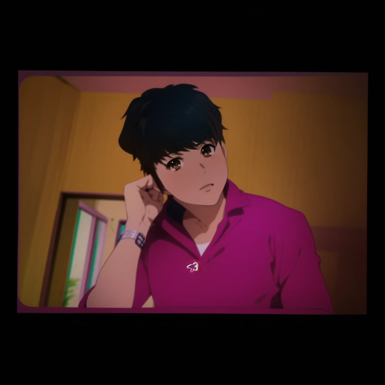 masterpiece, best quality, high quality, 1boy, solo, male focus, looking at viewer, upper body, sakakibara_kouichi, brown hair, brown eyes, , 
