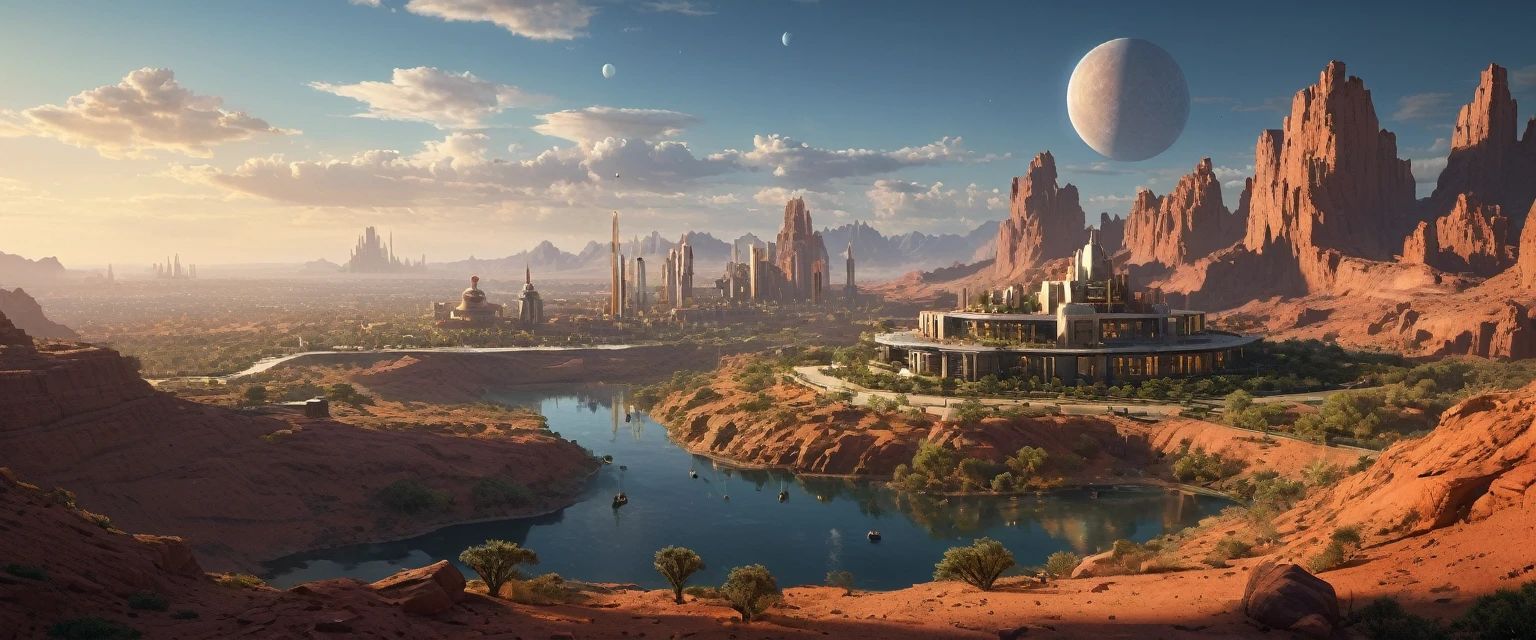 (masterpiece:1.3), (best quality:1.2), chiaroscuro, Unreal Engine, CGI render, Hyperdetailed, vivid colors, modern era photograph, ultra high quality model, 8k Ultra HD, perfect composition, beautiful detailed intricate insanely detailed octane render, soft natural volumetric cinematic perfect light, perfect depth of field shot, ray tracing, photometry, beautiful, metallic deep colors, subsurface scattering, ultra realistic, (photorealism:1.1), 8 k artistic photography, hyperdetailed, absurdly detailed, scenery, city, buildings, idealized American city, busy city center, parks and greenery areas, parks, plazas, modern era photograph, skyscrapers, sumerian, monumental architecture, cuneiform, nisroch, (uploaded and trending on imgur, pixiv, furaffinity, pinterest, e621, inkbunny, tumblr, deviantart, artstation, ), (in the style of and art by midjourney, greg rutkowski, raphael, Frank Lloyd Wright, James Gurney, Thomas Kinkade, ), science fiction, war between two cities on mars, spaceship, high-tech, night, prospect, moonlight reflection, sacred, landscape, bright, fhd, 4k, high-resolution, realistic, surrealistic, super wide angle shot, canon 5d, v-ray, quixel megascans render, sintane render