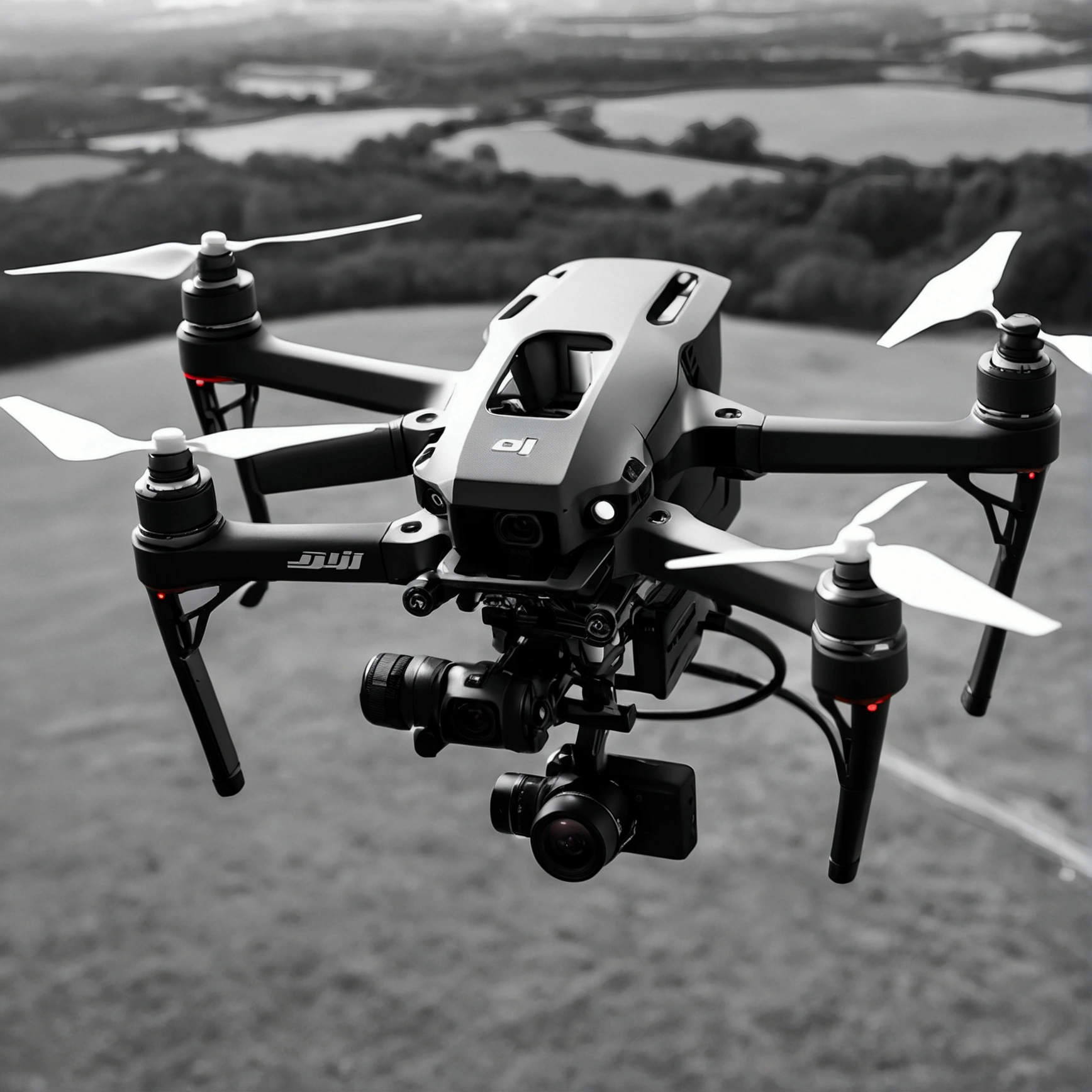 Very detailed single camera attached to DJI drone,Copy Details,Monochrome environment