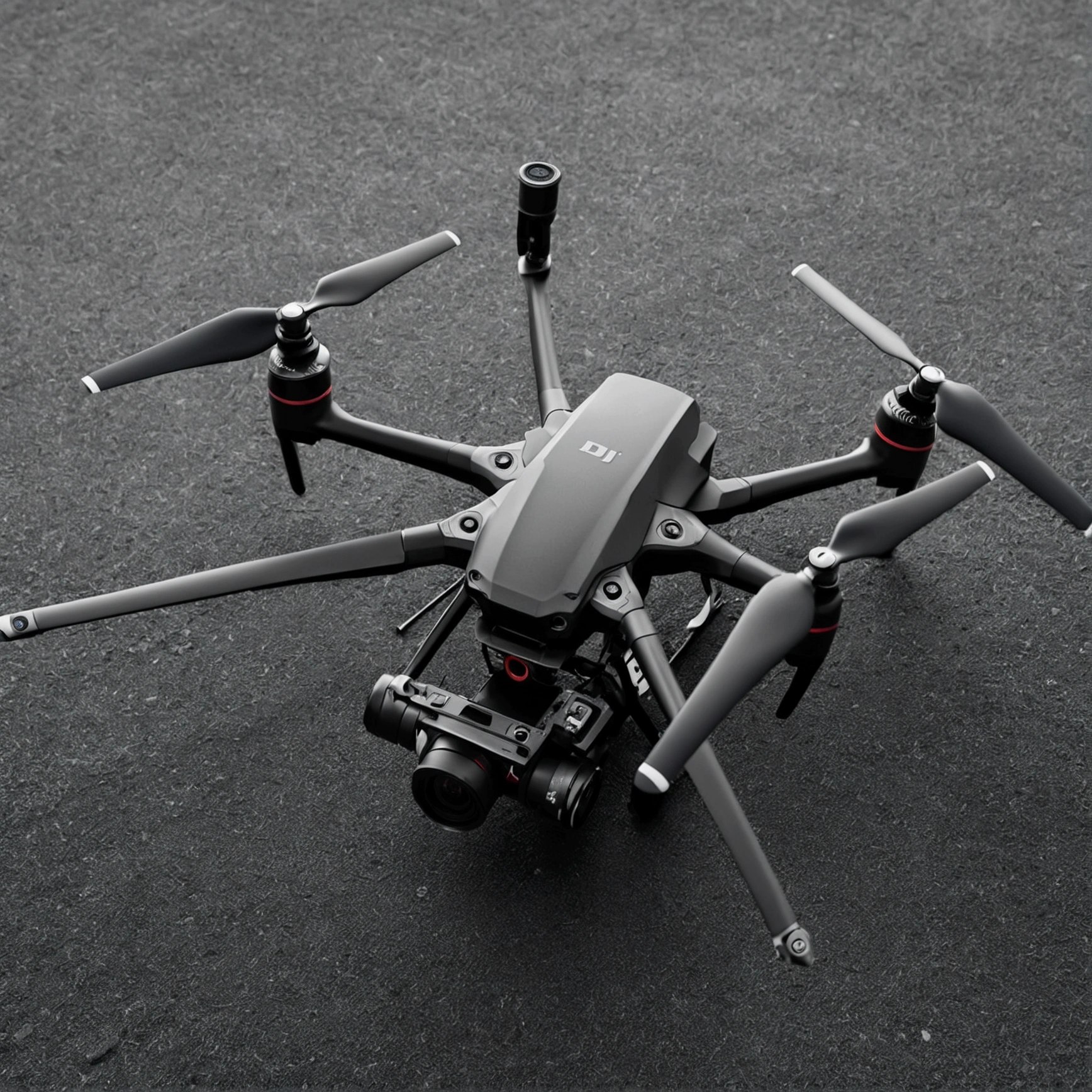 Very detailed single camera attached to DJI drone,Copy Details,Monochrome environment