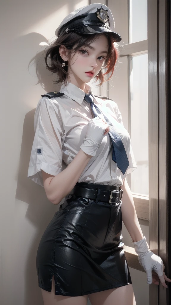 High resolution, Adult women , Good lighting, Despicable, , (No nudity), (((jk uniform))), (()), ((())), (garter belt), Abdominal area only, (), , Cute face, I&#39;blush with embarrassment, Humiliating, ((look back)), ((See-through)),(),(Thong)