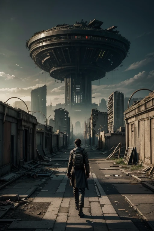 Highest quality、A ruined futuristic city、dim、Surrealism