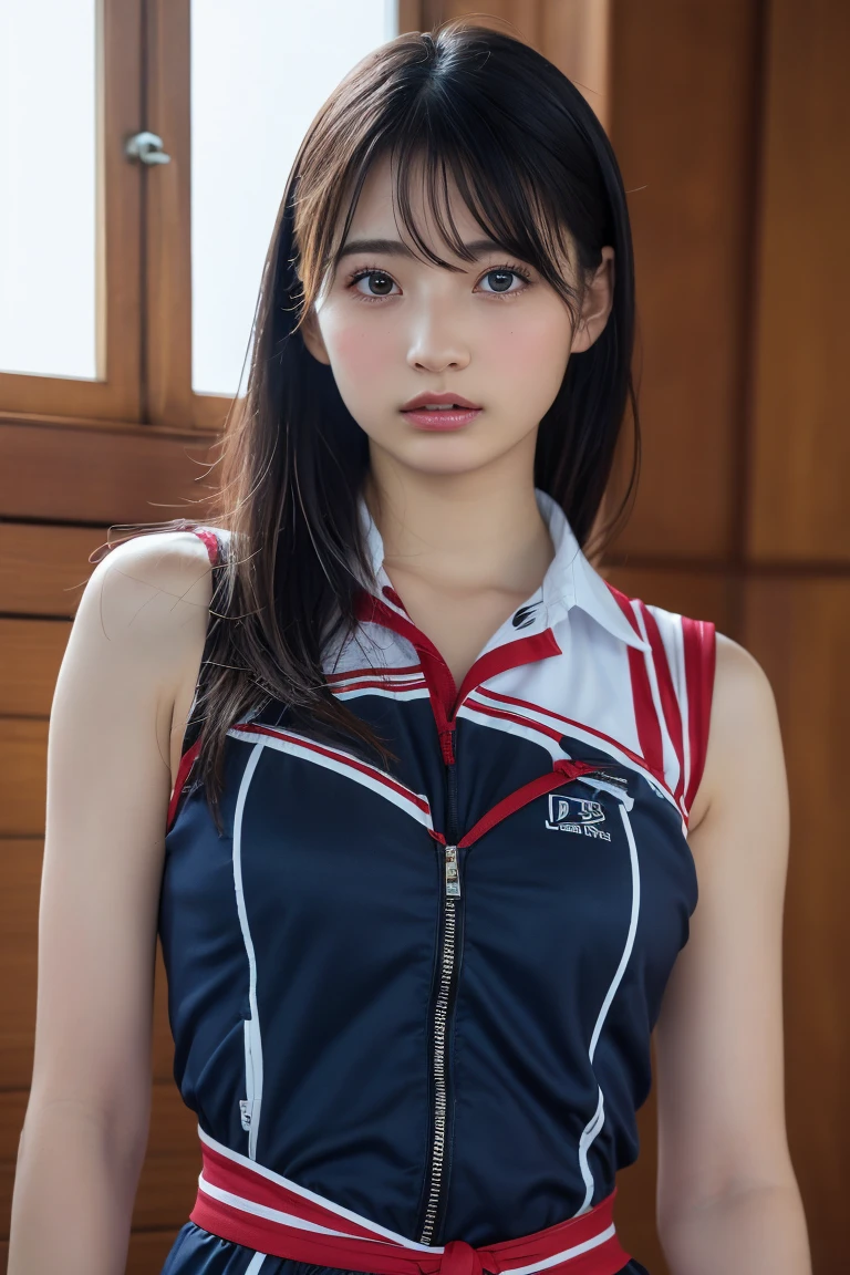 (8k, RAW Photos,Highest quality, High resolution:1.1), (Ultra-realistic:1.4),(Realistic, Realistic:1.3),The Beauty of Japan、Rhythmic gymnastics club、Rhythmic Gymnastics Uniform、((Upper Body:1.3))