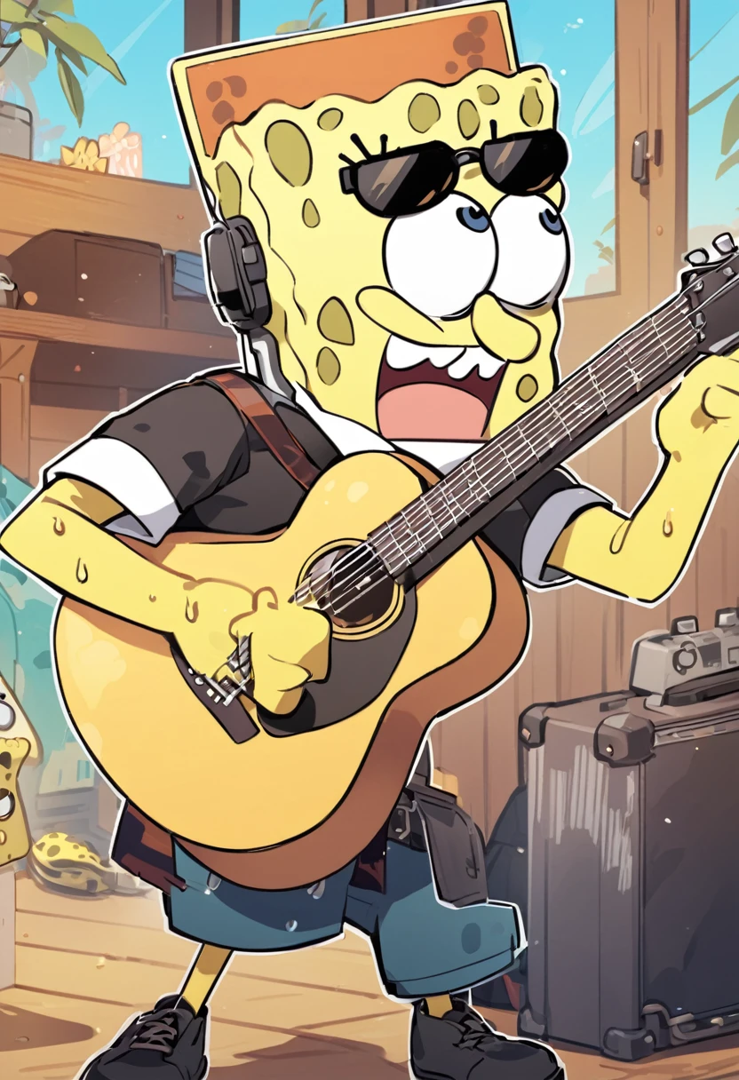 SpongeBob playing guitar