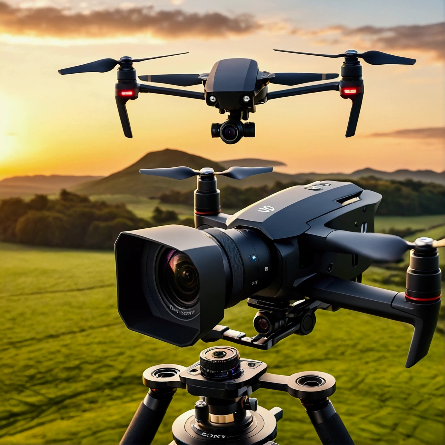 Very detailed SONY camera and DJI drone combo，Copy Details，In the sky