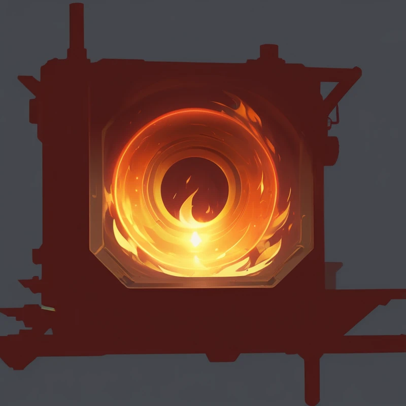 there is a picture of a camera with a fire inside of it, icon with a halo of fire, fire炬之光. sketch, 通往失落的fire焰领域的门户, Game Icon ets, (fire), Research the Hell Rift Portal, Stylized game icons, fire powers fire swirling, luminous fire halo, holy fire spell art, Sphere of Agamemnon
